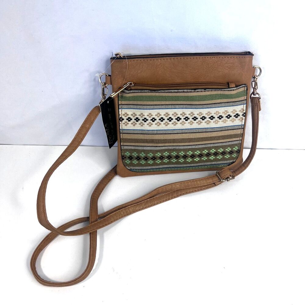 2‎ Moda NWT Southwestern Aztec Crossbody Square Boho Country Western Casual